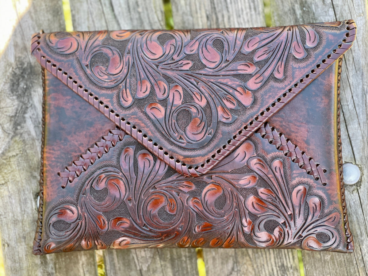ALLE Handbags Italia Hand-Tooled Leather Crossbody & Clutch Bag