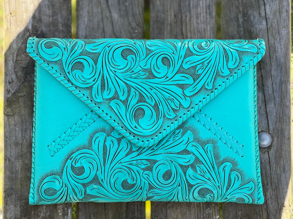 ALLE Handbags Italia Hand-Tooled Leather Crossbody & Clutch Bag