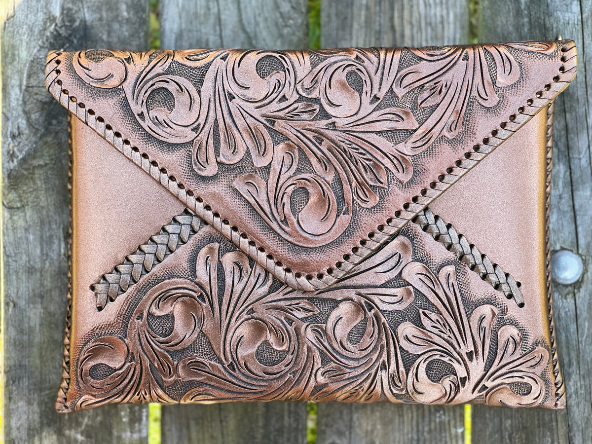 ALLE Handbags Italia Hand-Tooled Leather Crossbody & Clutch Bag