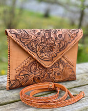 ALLE Handbags Italia Hand-Tooled Leather Crossbody & Clutch Bag