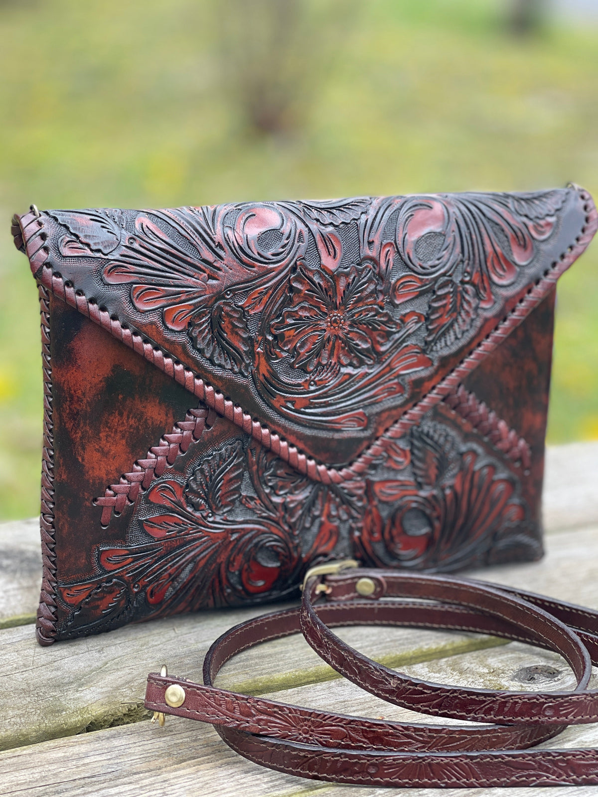 ALLE Handbags Italia Hand-Tooled Leather Crossbody & Clutch Bag