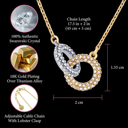 TRYNDI 18K Gold Plated "Infinite Bond" Swarovski Crystal Accented Necklace