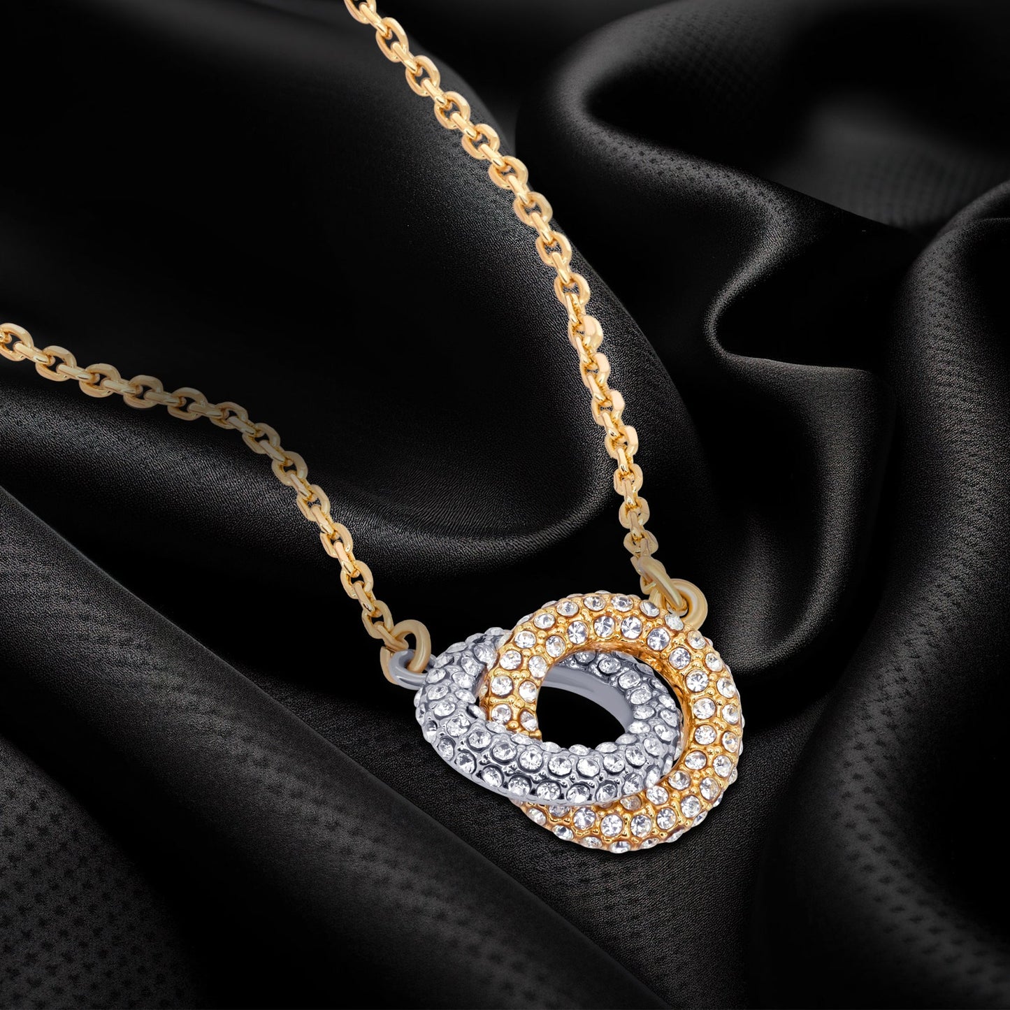 TRYNDI 18K Gold Plated "Infinite Bond" Swarovski Crystal Accented Necklace