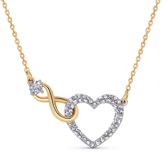 TRYNDI 18K Gold Plated "Infinity Heart" Swarovski Crystal Necklace
