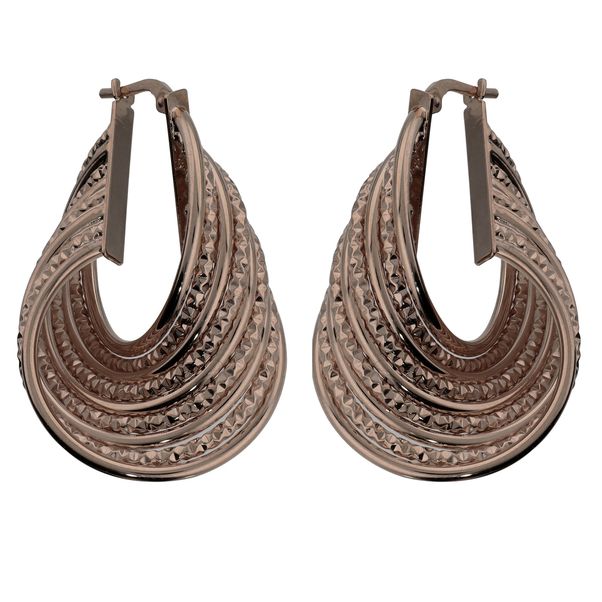 Toscana Italiana Mocha Gold Plated Diamond Cut Teardrop Wrap Hoop Earrings