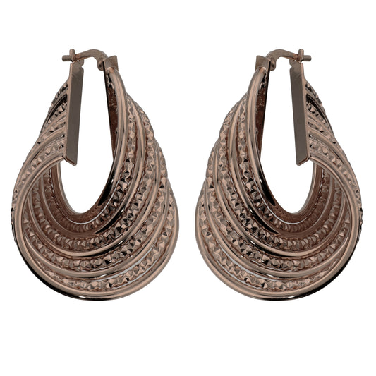 Toscana Italiana Mocha Gold Plated Diamond Cut Teardrop Wrap Hoop Earrings