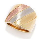 Viale18K Gold Tri-Color Satin-Finished Striped Tapered Ring