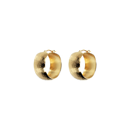 Toscana Italiana 18K Gold Plated Sparkle Finish Wide Hoop Earrings