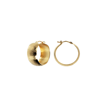 Toscana Italiana 18K Gold Plated Sparkle Finish Wide Hoop Earrings