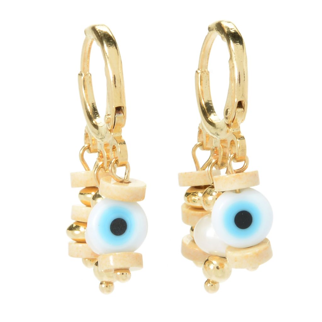 MAYAMAR Gold Plated Evil Eye Charm Huggie Hoop Earrings