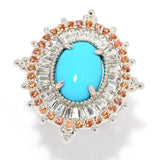 Sterling Silver Sleeping Beauty Turquoise & Orange Sapphire Ring