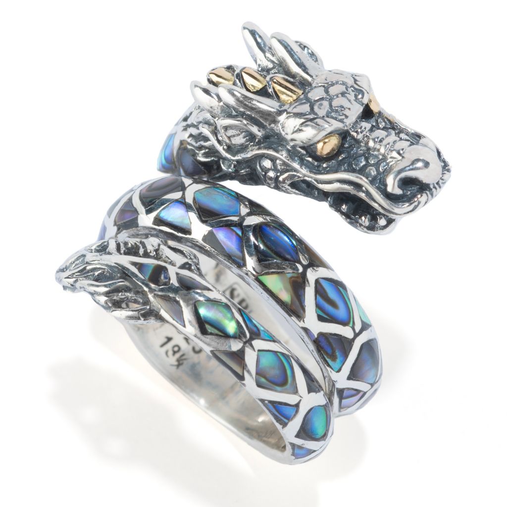 Samuel B. Sterling Silver Abalone Dragon Bypass Ring