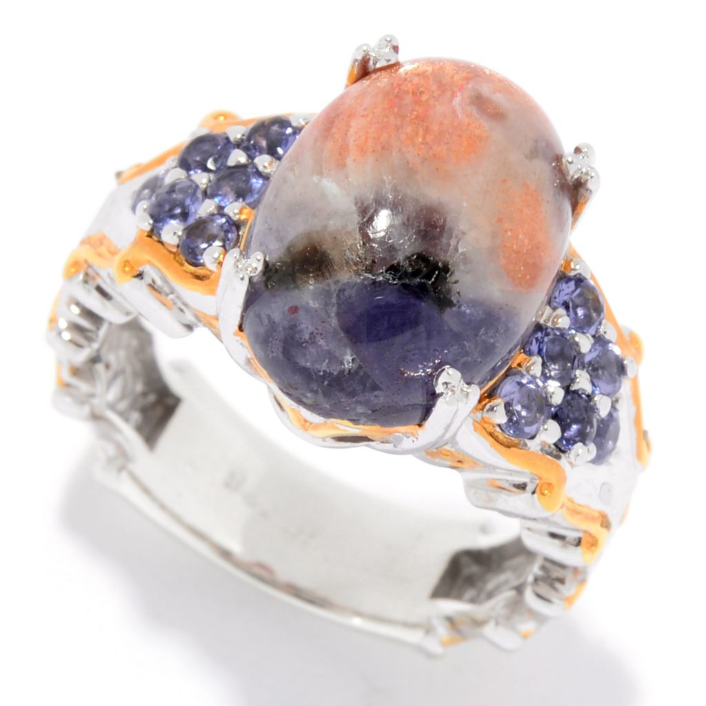 AS IS SAMPLE - Sterling Silver Iolite Sunstone Ring - Size 7