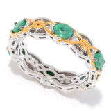 AS IS SAMPLE - Sterling Silver Emerald Eternity Band Ring - Size 8