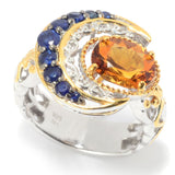 AS IS SAMPLE - Sterling Silver Blue Sapphire & Citrine Moon Ring