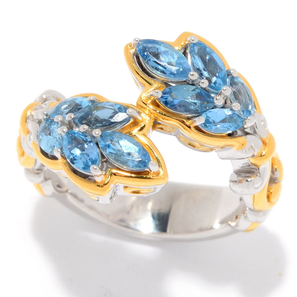 AS IS SAMPLE - Sterling Silver Tanzanian Aquamarine Bypass Ring