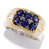 AS IS SAMPLE - Men's Sterling Silver Iolite Cluster Ring - Size 13