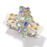 AS IS SAMPLE - Sterling Silver Alexandrite & Tanzanite Cluster Ring - Size 8