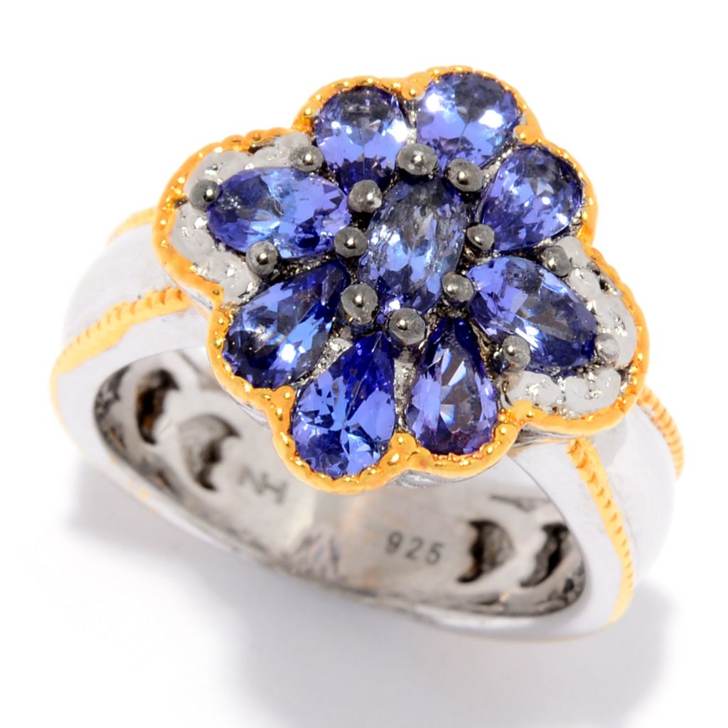 AS IS SAMPLE - Sterling Silver Tanzanite Cluster Ring - Size 8