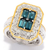 AS IS SAMPLE - Sterling Silver Indicolite & White Zircon Ring - Size 9