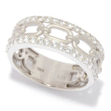 AS IS SAMPLE - Sterling Silver White Zircon Link Ring