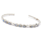 AS IS SAMPLE - Sterling Silver Labradorite Beaded Flex Bangle Bracelet