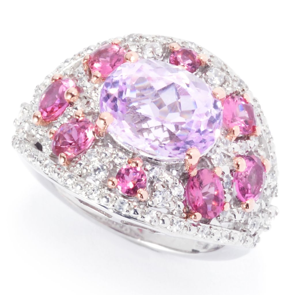 AS IS SAMPLE - Sterling Silver Kunzite, Pink Sapphire & White Zircon Ring