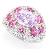 AS IS SAMPLE - Sterling Silver Kunzite, Pink Sapphire & White Zircon Ring