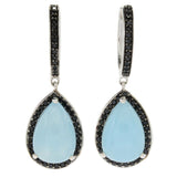AS IS SAMPLE - Sterling Silver Opaque Aquamarine & Black Spinel Earrings