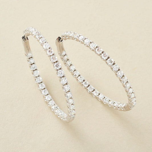 Peace Jewelers 14K Gold 5.98ctw Lab-Grown Diamond Inside-Out Hoop Earrings