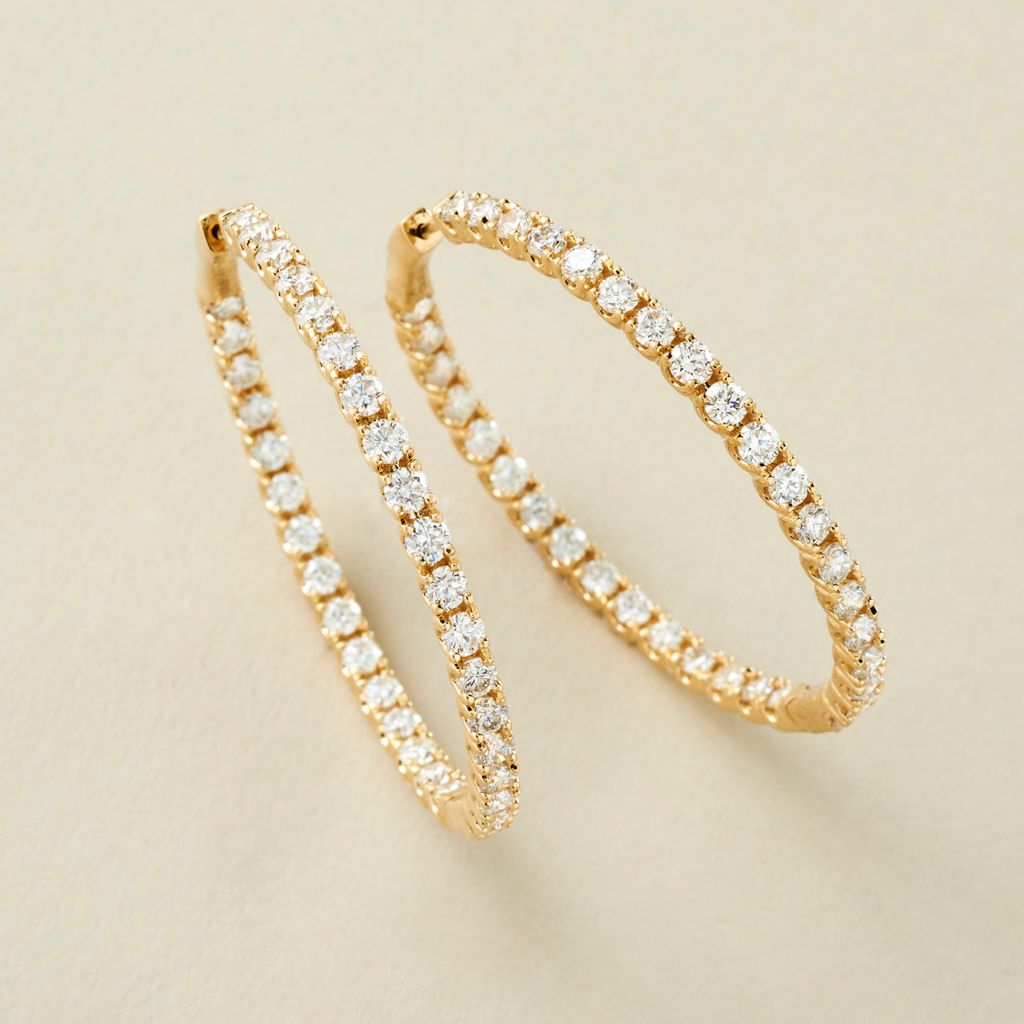 Peace Jewelers 14K Gold 5.98ctw Lab-Grown Diamond Inside-Out Hoop Earrings