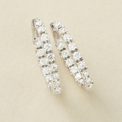 Peace Jewelers 14K Gold Choice of 2 or 3 Carats Lab-Grown Diamond Hoop Earrings