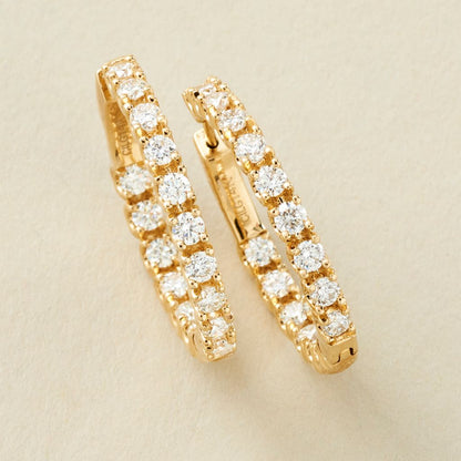 Peace Jewelers 14K Gold Choice of 2 or 3 Carats Lab-Grown Diamond Hoop Earrings