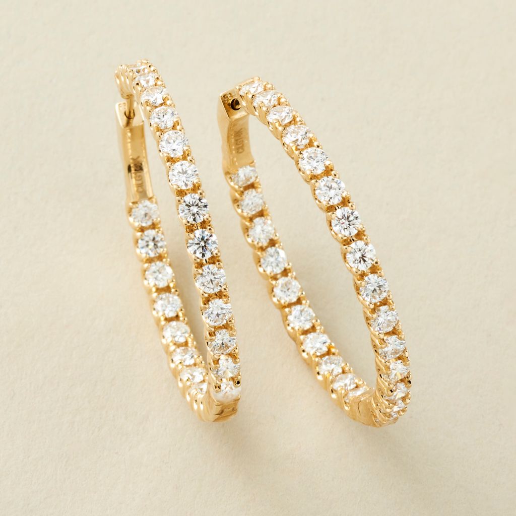 Peace Jewelers 14K Gold Lab-Grown Diamond Inside-Out Hoop Earrings