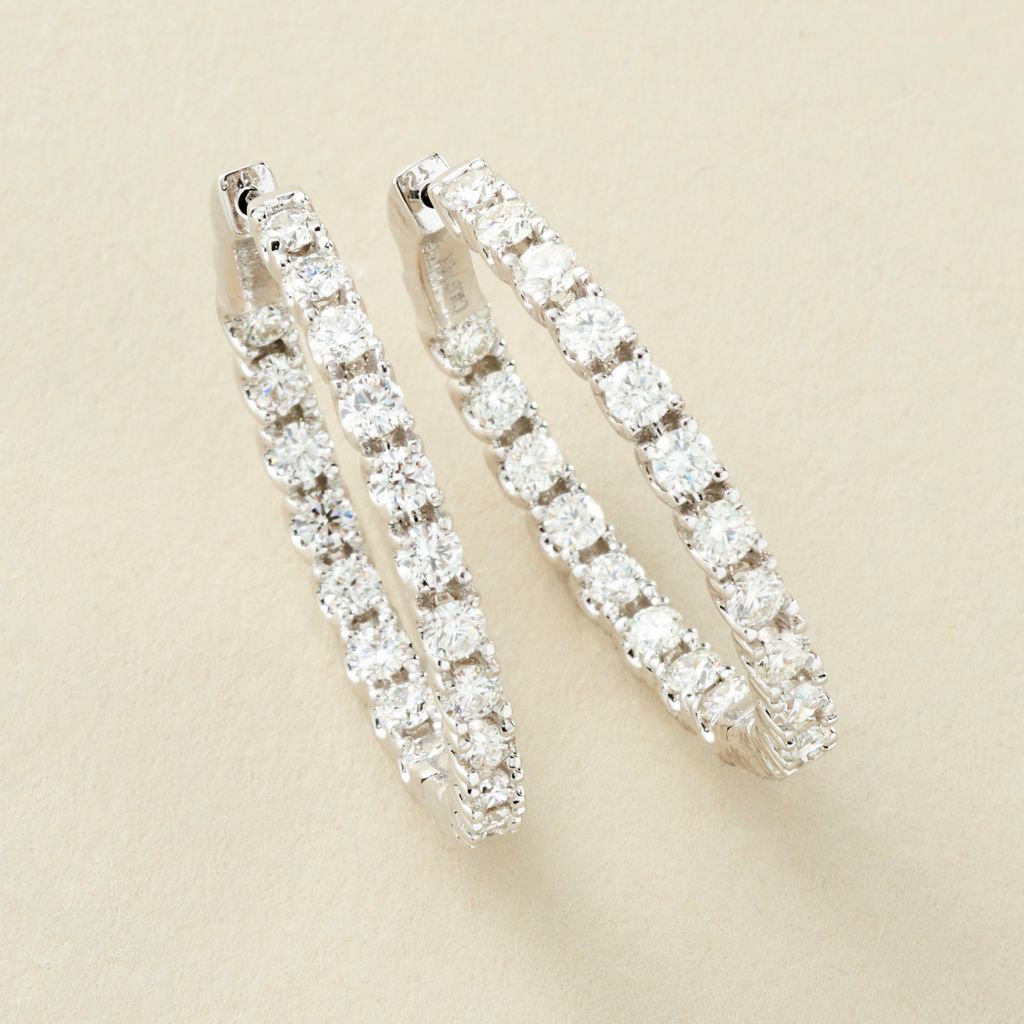 Peace Jewelers 14K Gold Choice of 2 or 3 Carats Lab-Grown Diamond Hoop Earrings