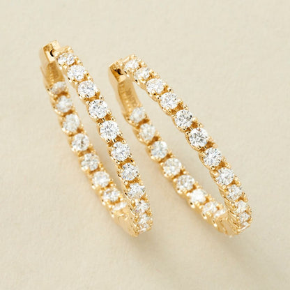 Peace Jewelers 14K Gold Choice of 2 or 3 Carats Lab-Grown Diamond Hoop Earrings