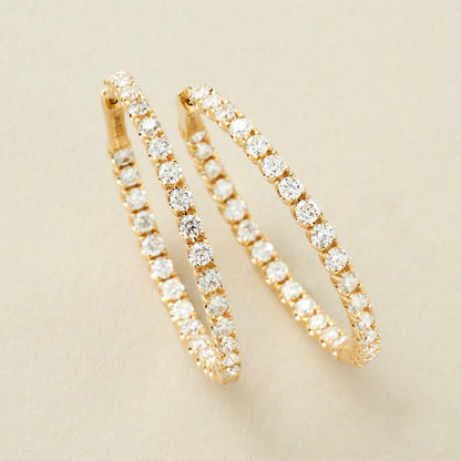 Peace Jewelers 14K Gold Lab-Grown Diamond Inside-Out Hoop Earrings