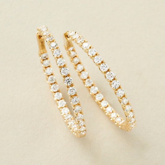 Peace Jewelers 14K Gold Lab-Grown Diamond Inside-Out Hoop Earrings