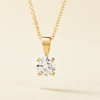 Peace Jewelers 14K Gold Choice of 2 or 3 Carat Lab-Grown Diamond Round Solitaire Pendant with 18" Chain