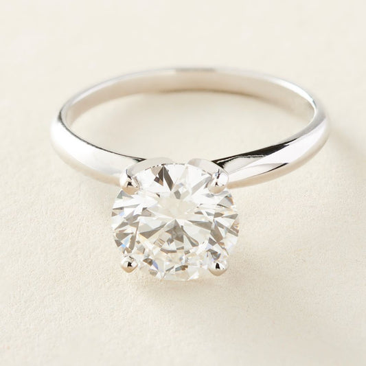 Peace Jewelers 14K Gold Choice of 2, 3 or 4 Carat Lab-Grown Diamond Round Solitaire Ring