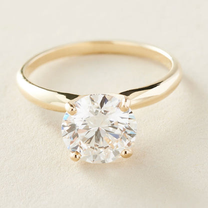 Peace Jewelers 14K Gold Choice of 2, 3 or 4 Carat Lab-Grown Diamond Round Solitaire Ring