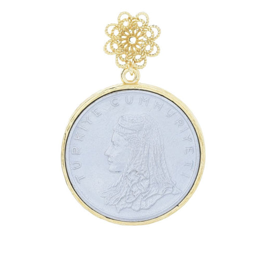 Passport to Turkey Gold Plated Turkish Lira Coin Pendant