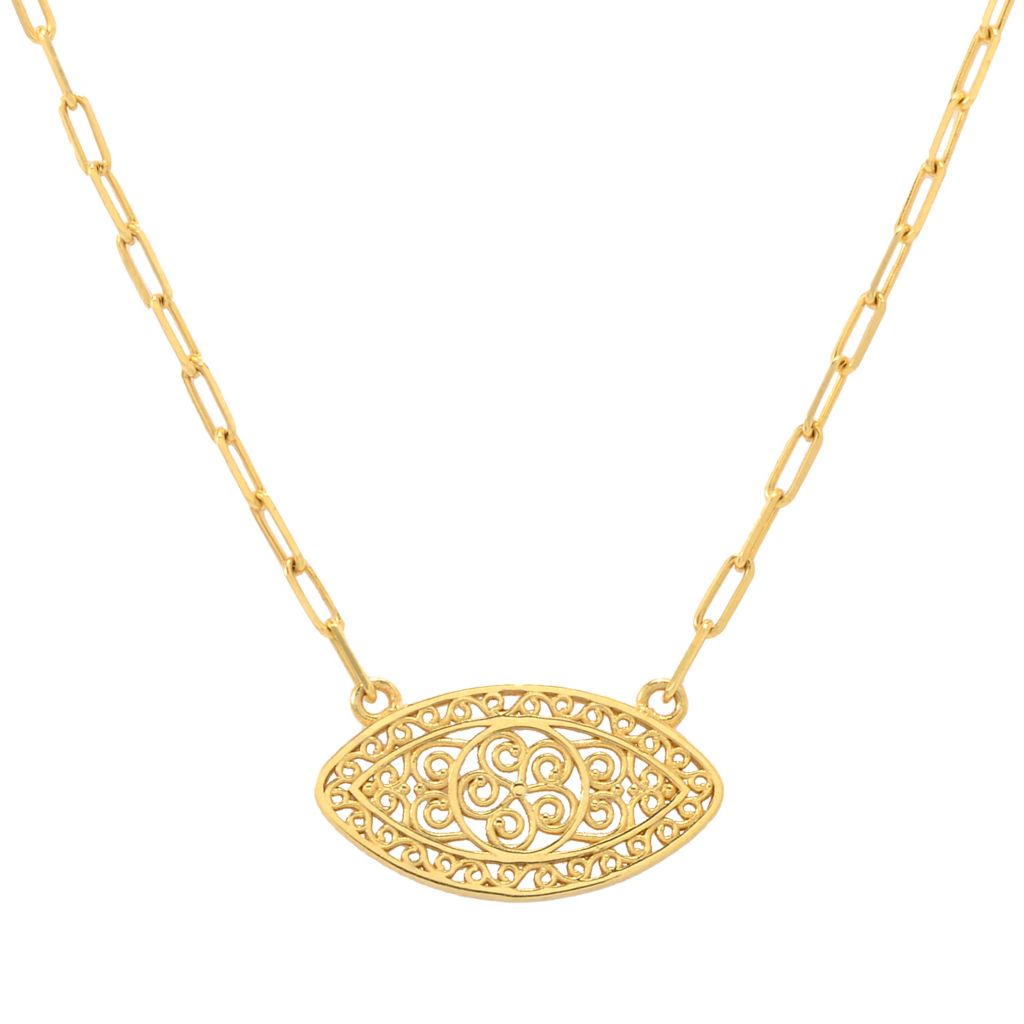 Passport to Turkey Gold Plated Evil Eye Paperclip Chain Necklace