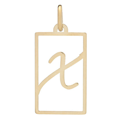 14K Italian Gold Framed Initial Pendant