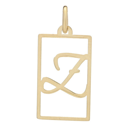 14K Italian Gold Framed Initial Pendant