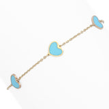 Sabrina Designs 14K Gold Turquoise Heart Station Bracelet