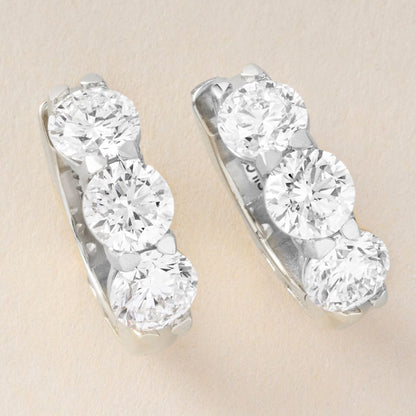 Peace Jewelers 14K Gold Lab-Grown Diamond 3-Stone Huggie Hoop Earrings