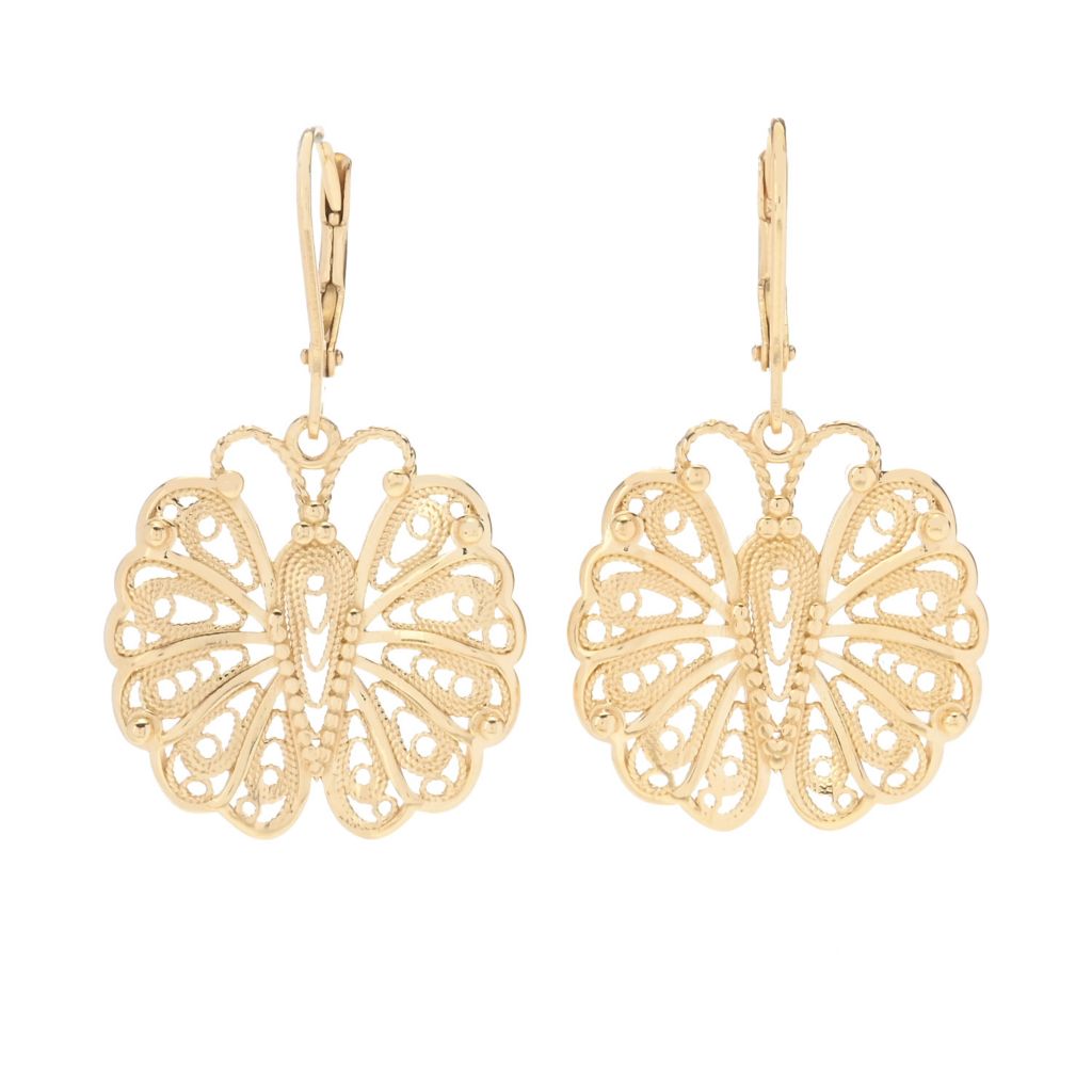Passport to Turkey Gold Plated Filigree Butterfly Drop Earrings