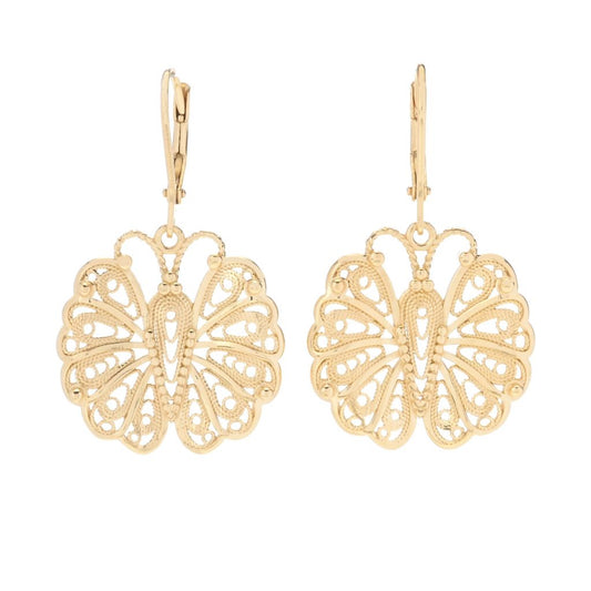 Passport to Turkey Gold Plated Filigree Butterfly Drop Earrings