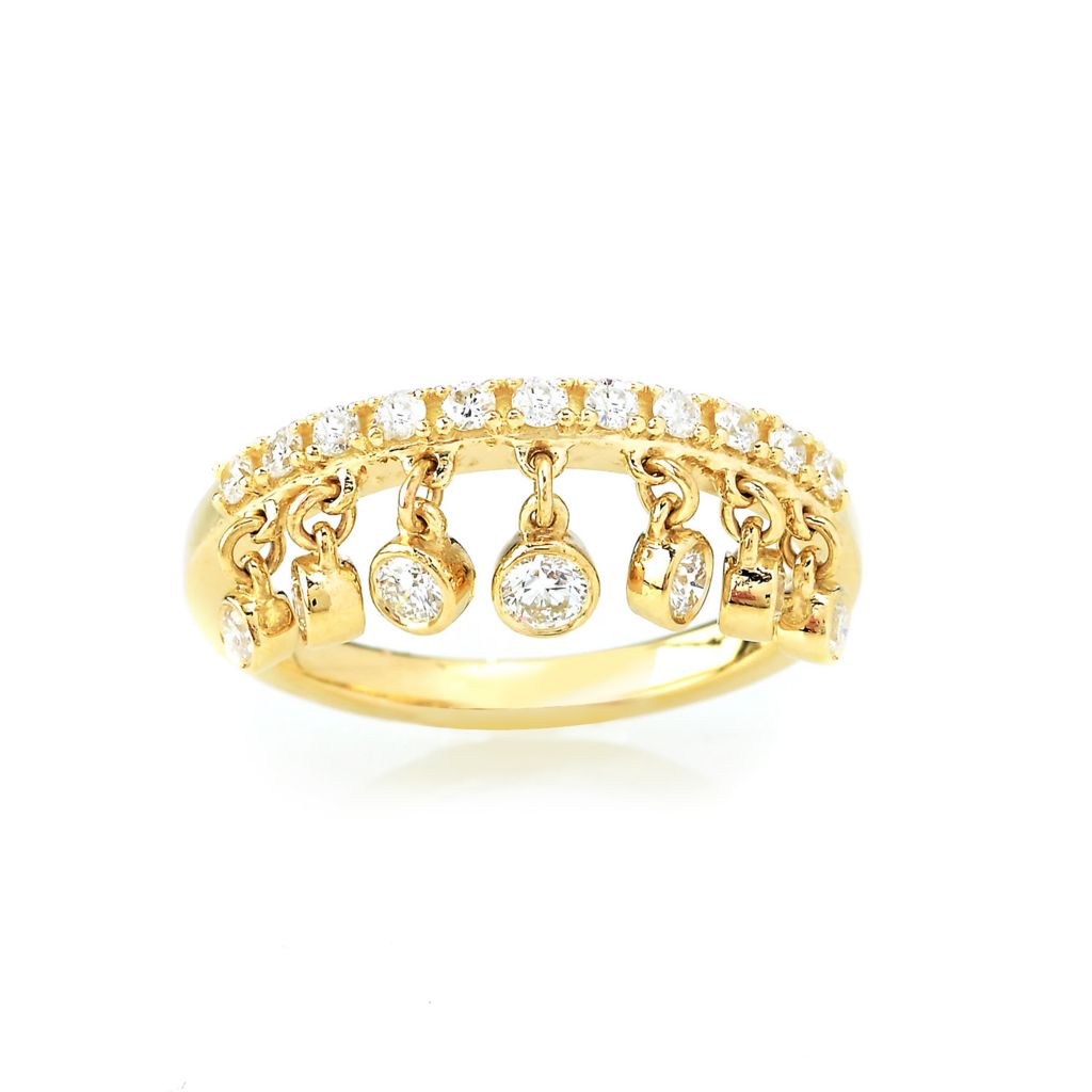 Gems of Distinction 14K Gold 0.50ctw Diamond Bezel-Set Fringe Ring